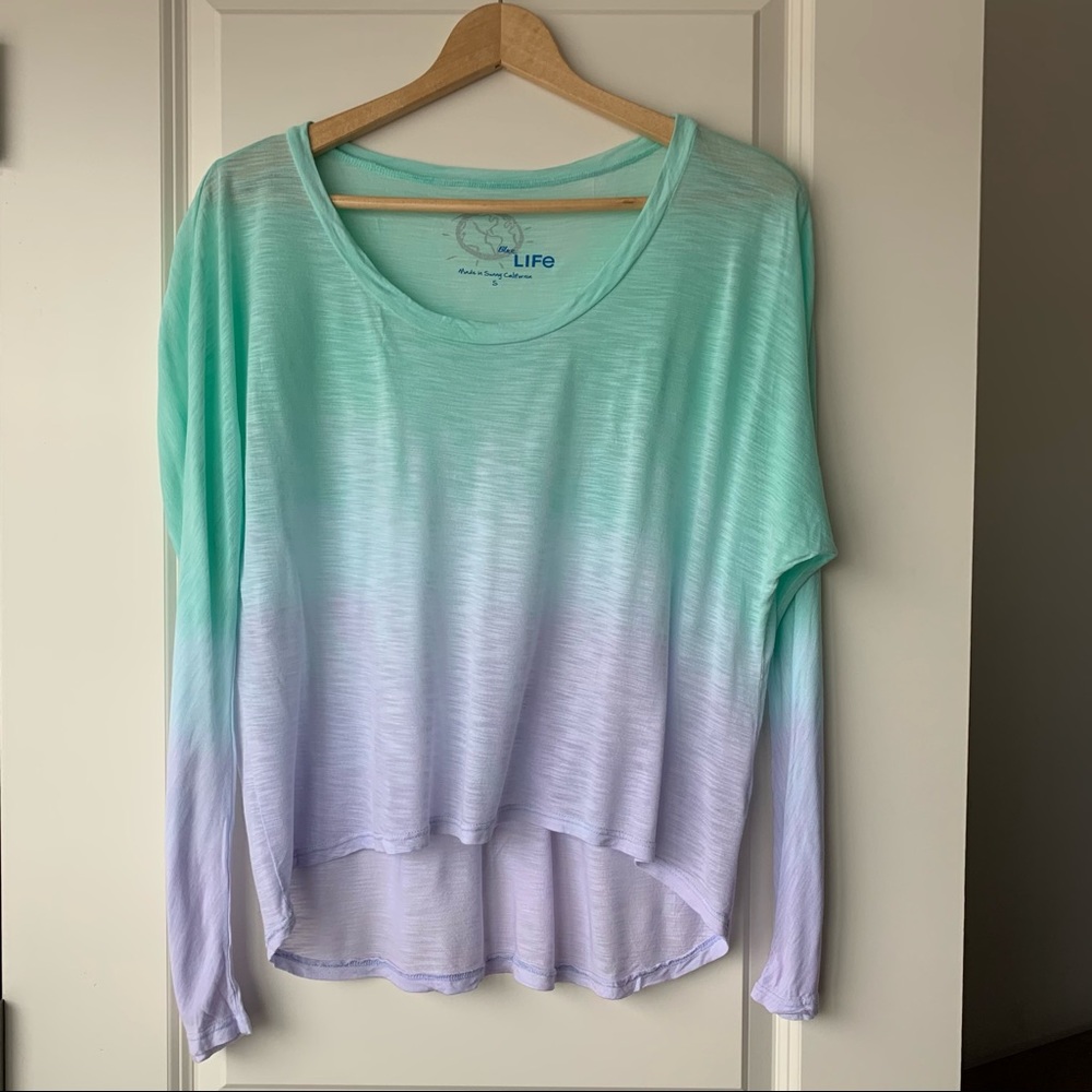 Blue Life Ombre Long Sleeve Top